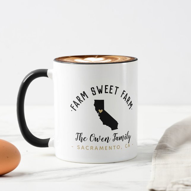 California Farm Sweet Farm Famille Monogramme Mug (Créateur téléchargé)
