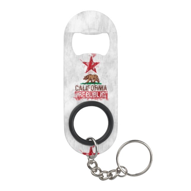 California Flag Bear in Painterly Style Keychain Bottle Opener (Back)