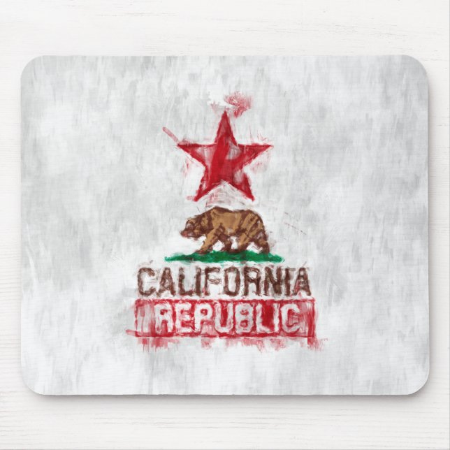 California Flag Bear in Painterly Style Mouse Pad (Front)