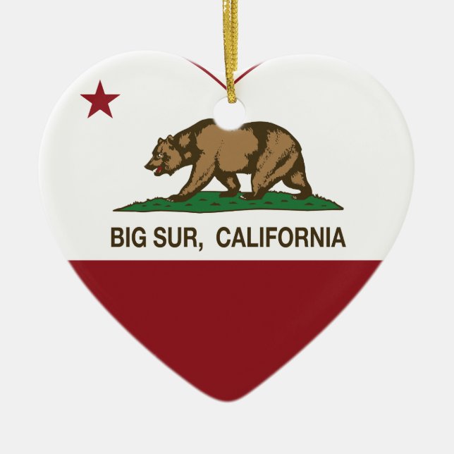 california flag big sur heart ceramic ornament (Front)