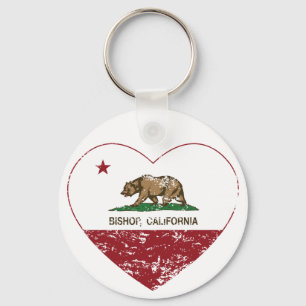 california flag bishop heart distressed keychain