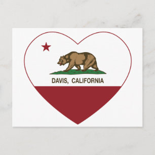 california flag davis heart postcard