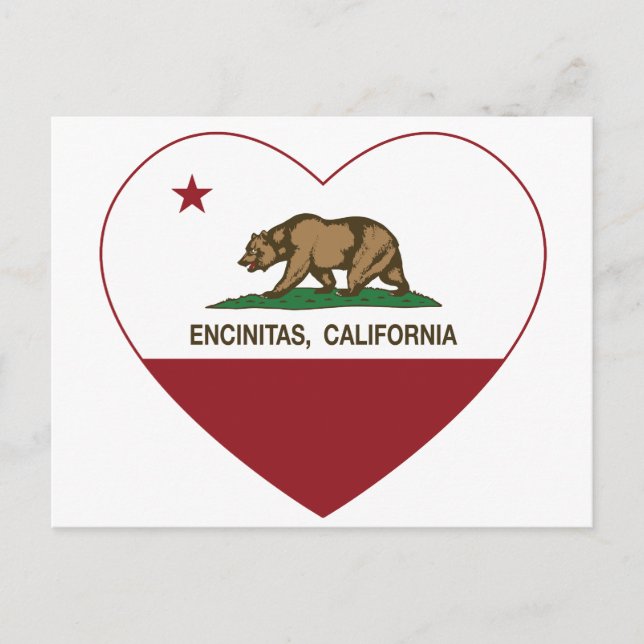 california flag encinitas heart postcard (Front)