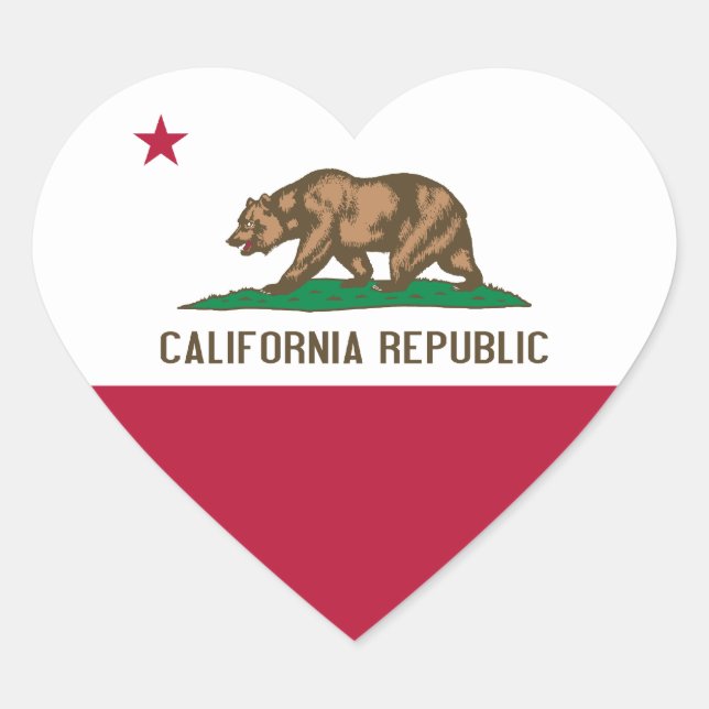 California Flag Heart Sticker (Front)