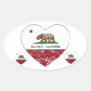 california flag isla vista heart distressed oval sticker