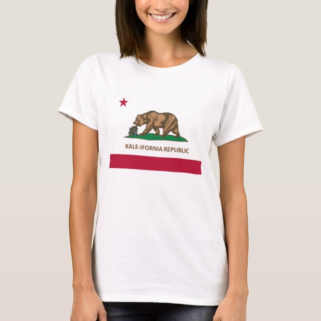 California Flag Kale Version (Kale-ifornia) T-Shirt (Front)