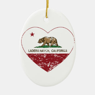 california flag ladera ranch heart distressed ceramic ornament