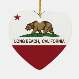 california flag long beach heart ceramic ornament