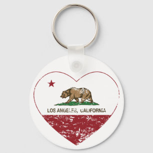 california flag los angeles heart distressed keychain
