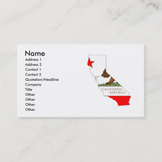 California Flag Map Business Card (Front)