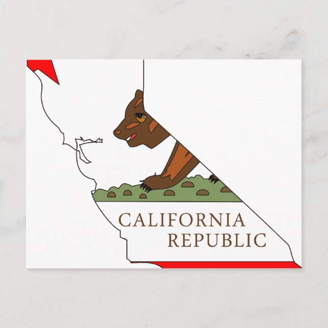 California Flag Map Postcard (Front)