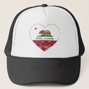 california flag pacifica heart distressed trucker hat