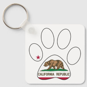 California flag paw print keychain