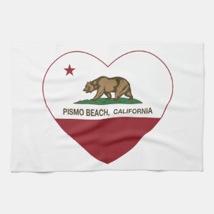 california flag pismo beach heart kitchen towel