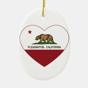 california flag pleasanton heart ceramic ornament