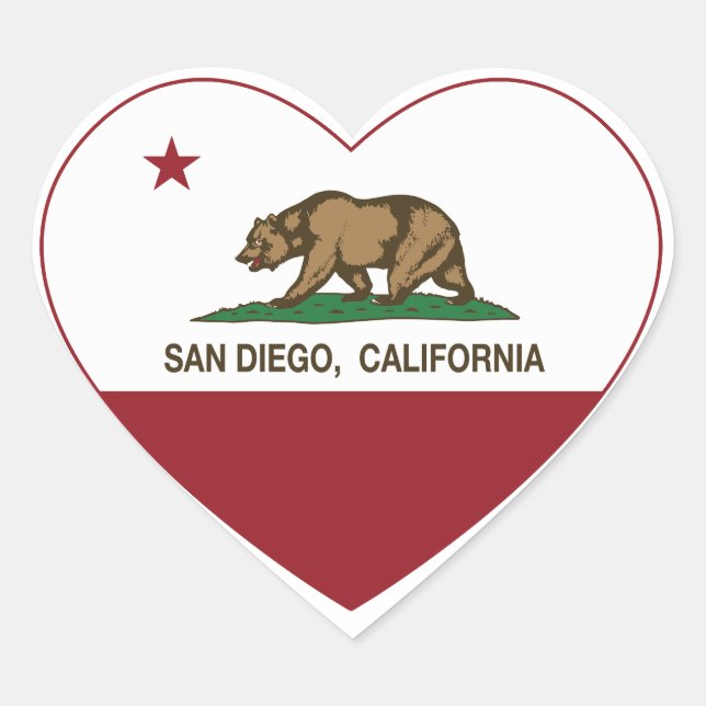 california flag san diego heart heart sticker (Front)