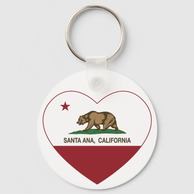 california flag santa ana heart keychain (Front)