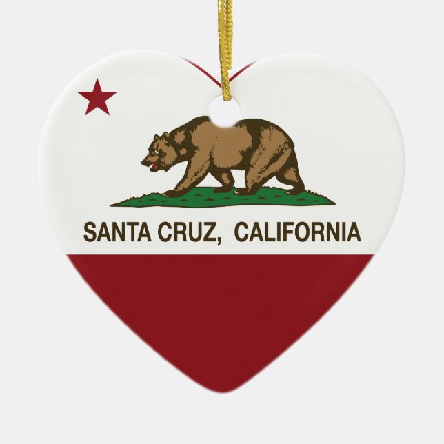 california flag santa cruz heart ceramic ornament (Front)