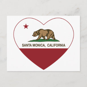 california flag santa monica heart postcard