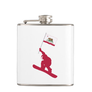 California Flag Snowboard Hip Flask