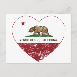 california flag venice beach heart distressed postcard