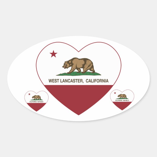 california flag west lancaster heart oval sticker (Front)