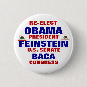 California for Obama Feinstein Baca 2 Inch Round Button