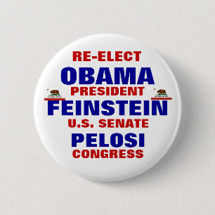 California for Obama Feinstein Pelosi 2 Inch Round Button
