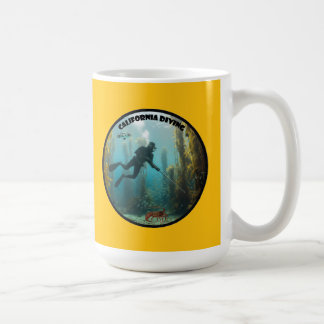 California Freediving Diver with Fish and Kelp URM Coffee Mug