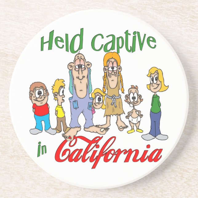 California Funny Trailer Park Sandstone Coaster (Front)
