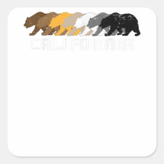 California Gay Bear Distressed  Square Sticker