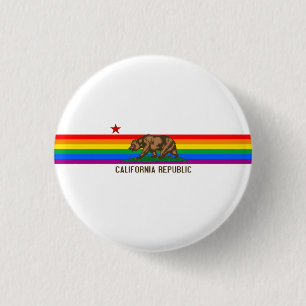 California Gay Pride Flag 1 Inch Round Button