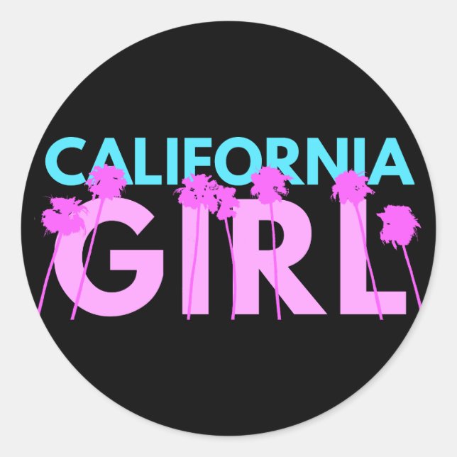 California Girl Classic Round Sticker (Front)