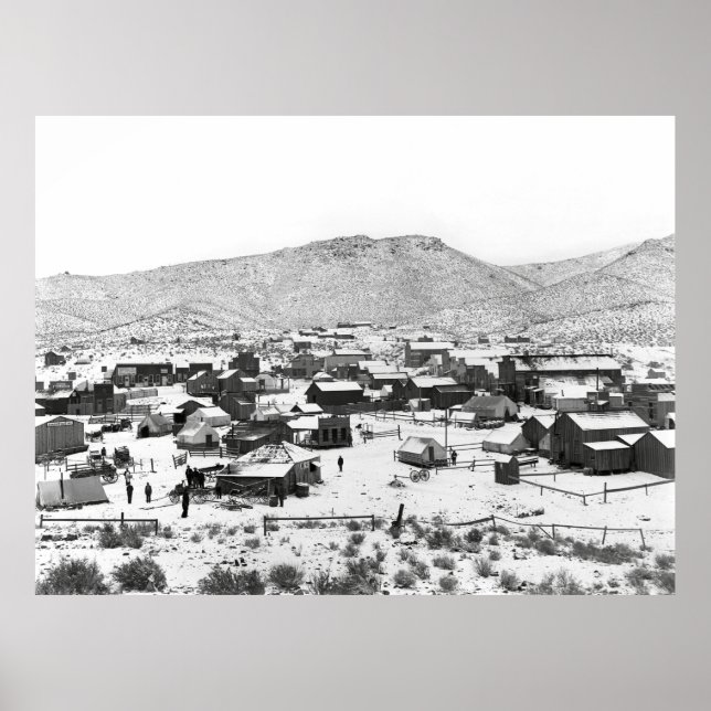 CALIFORNIA GOLD MINING CAMP in WINTER c. 1899 Poster (Front)