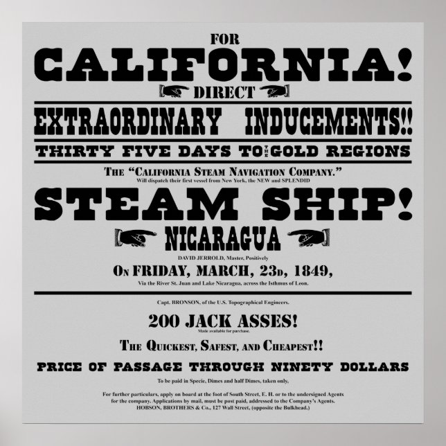 California Gold Rush Handbill Poster (Front)
