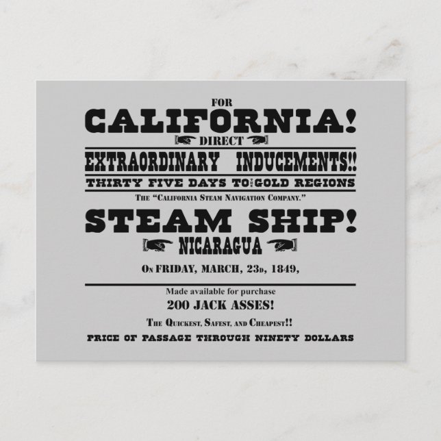 California Gold Rush Postcard (Front)