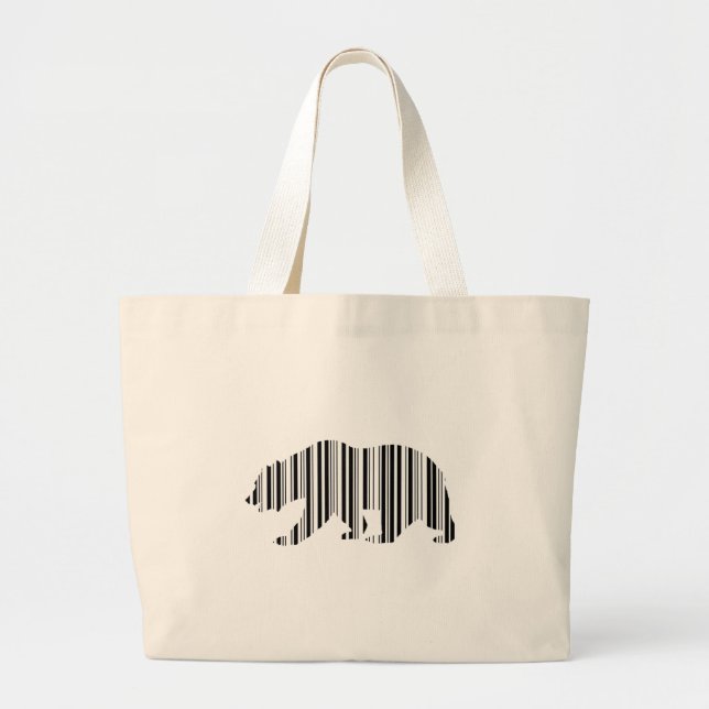 CALIFORNIA GOLDEN BEAR BAR CODE Pattern Design Large Tote Bag (Front)