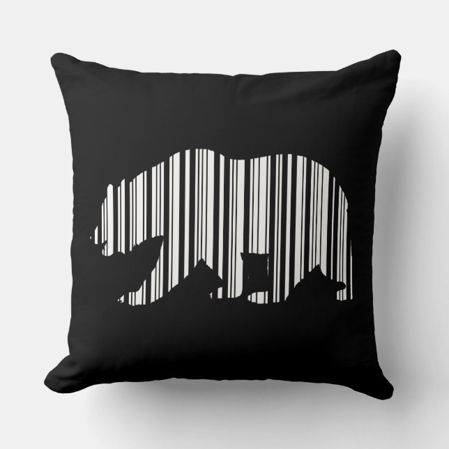 CALIFORNIA GOLDEN BEAR BAR CODE Pattern Design Throw Pillow (Front)