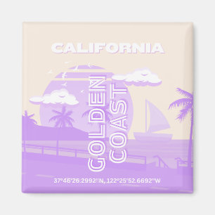 California, Golden Coast, Travel Art, Preppy Magnet