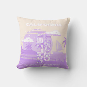 California, Golden Coast, Travel Art, Preppy Throw Pillow