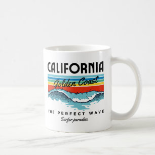 California Golden Coast, Vintage Sunset Graphic Coffee Mug