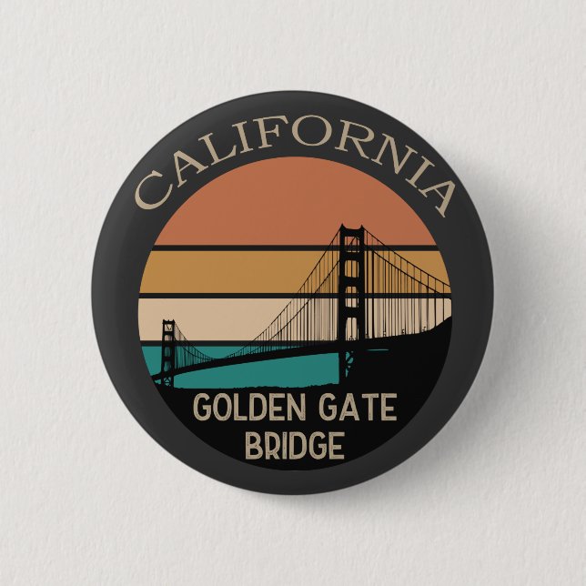 California Golden Gate Bridge 2 Inch Round Button (Front)