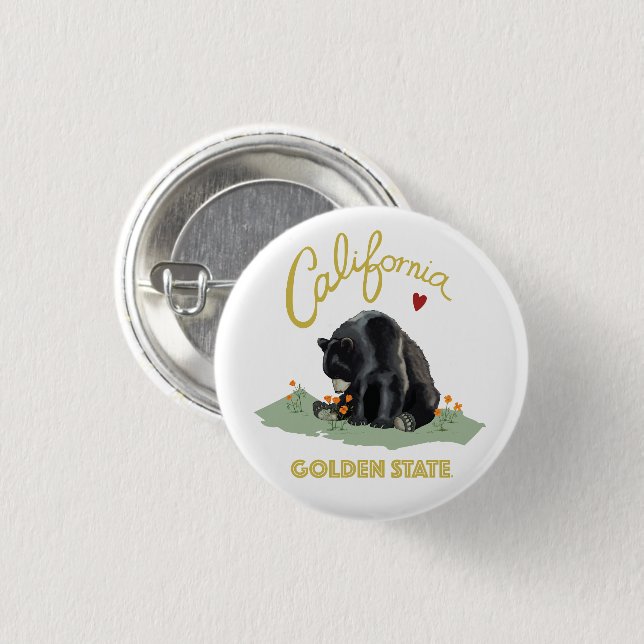 California Golden State Bear 1 Inch Round Button (Front & Back)