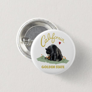 California Golden State Bear 1 Inch Round Button