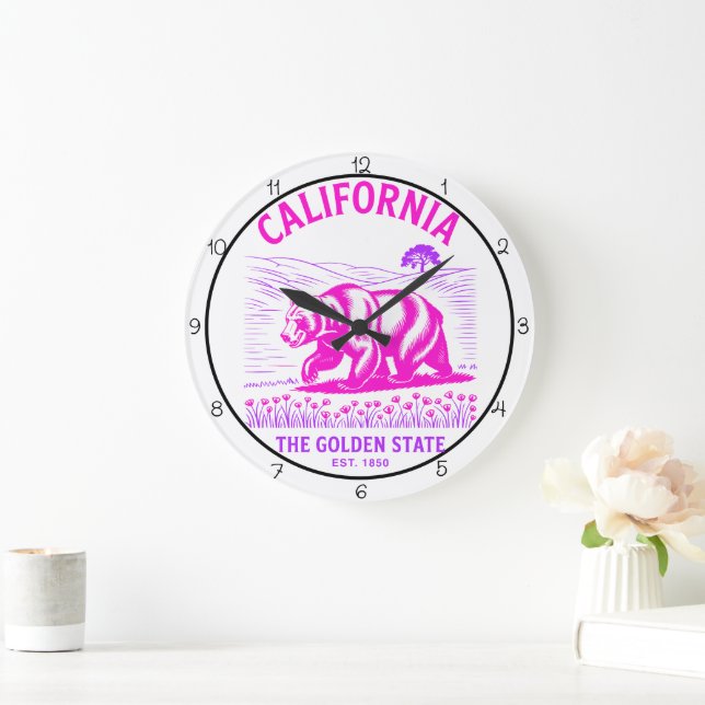 California Golden State Bear Large Clock (Home)