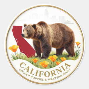 California Golden State 🐻 ✦ Classic Round Sticker