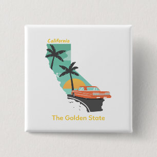 California Golden State Drive 2 Inch Square Button