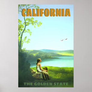 California Golden State Retro Travel Poster Young