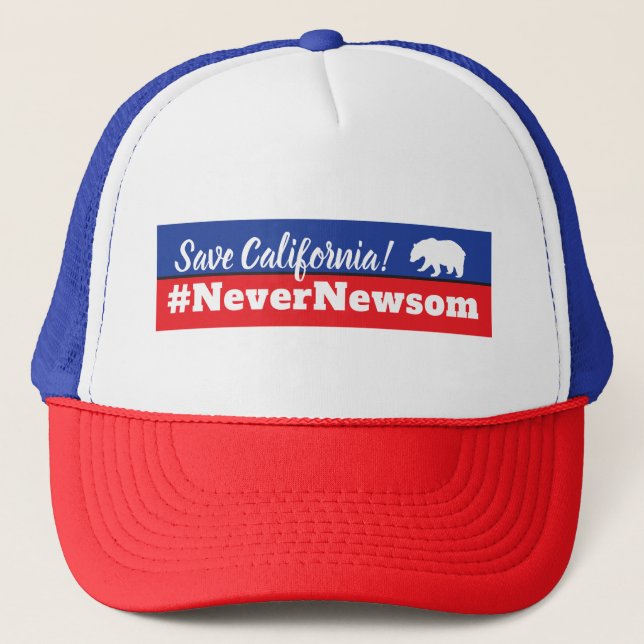 California Governor Election Never Newsom 2018 Trucker Hat (Front)
