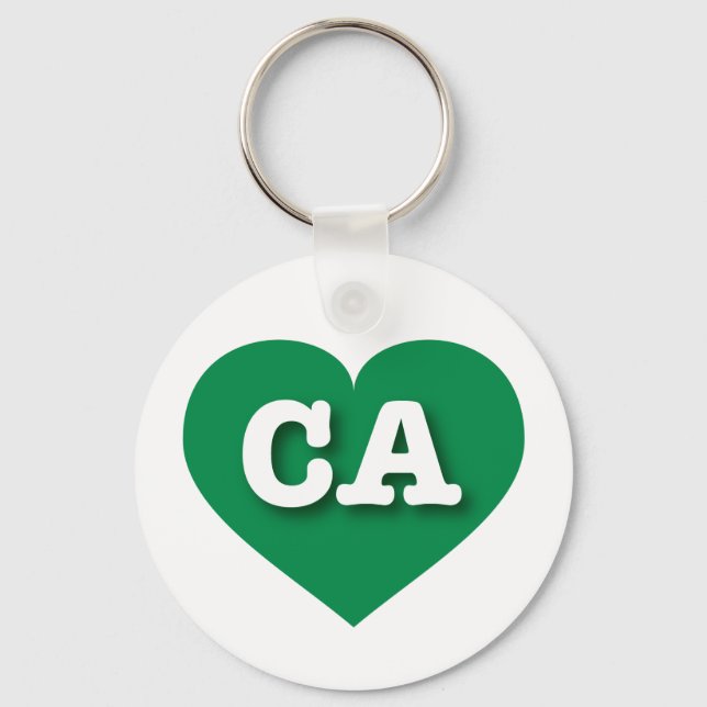 California Green Heart - I love CA Keychain (Front)